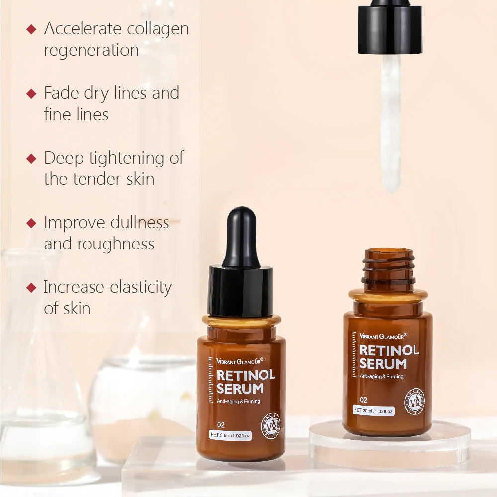 Retinol Face Serum Anti Aging Reduce Fine Lines Wrinkles Skin Lightening Cream Whitening Brightening Moisturizing Facial Serum