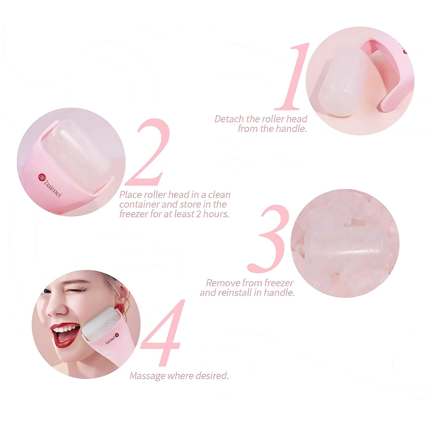 Facial ice gel roller - step-by-step guide.