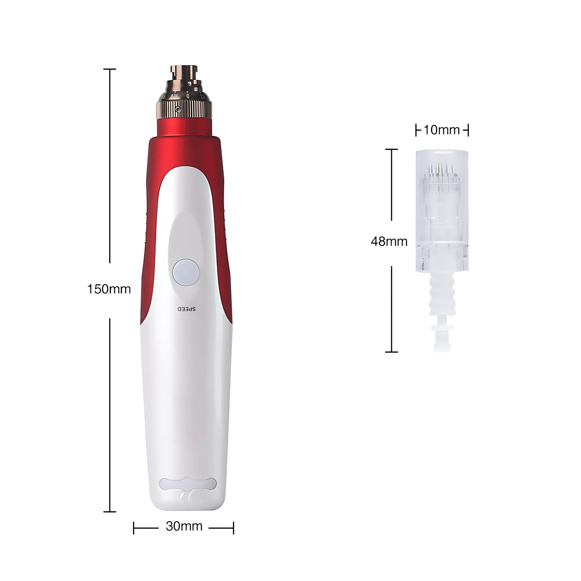 Micro-needling derma pen size information.