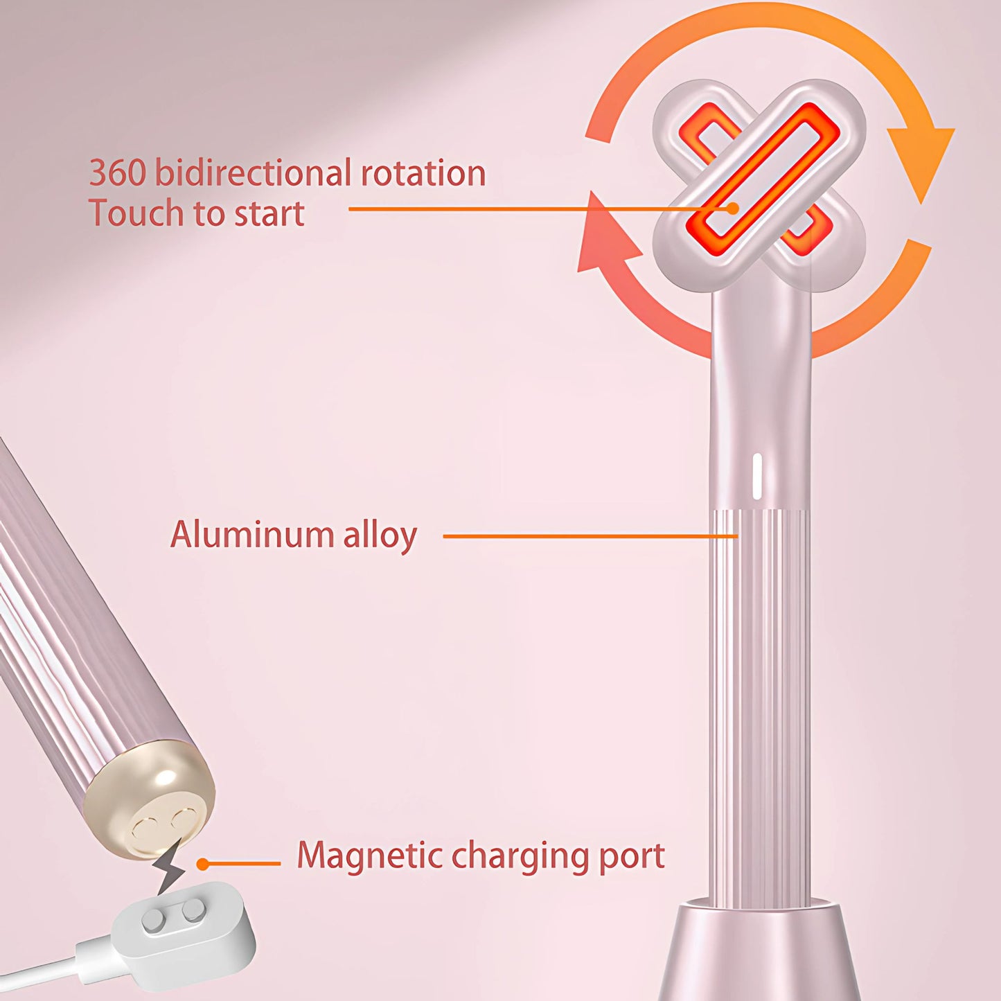 Red light therapy face skin wand - product details.